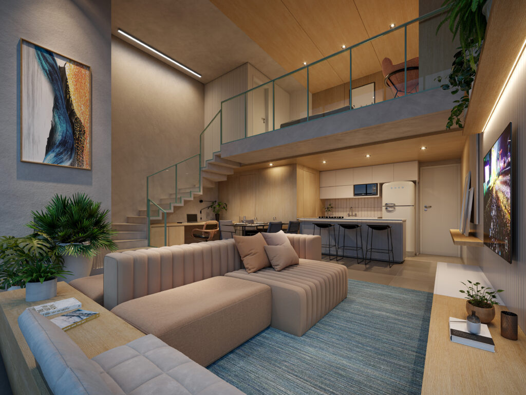 Piso inferior apartamento tipo 2, novo empreendimento de Botucatu-SP.